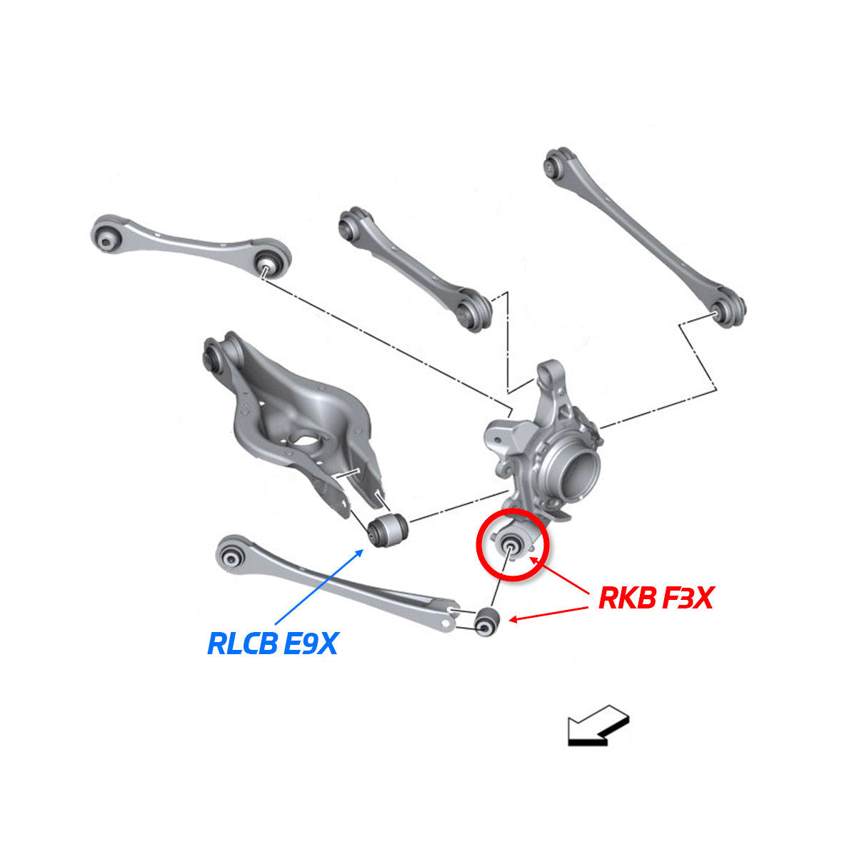 Rear Traction Arm Knuckle Bushing F2X F3X